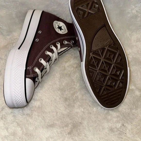 Converse High Top Platform Sneakers - Mauve & White - Picture 7 of 12